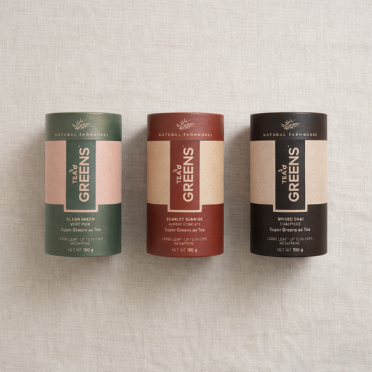 Tea’d Greens whole-leaf infusion blends prepared in cups