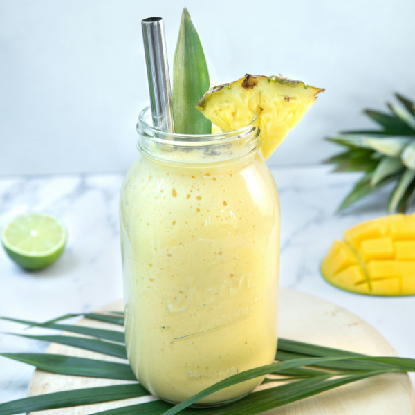 Piña colada inspired Earl Grey smoothie with pineapple and coconut