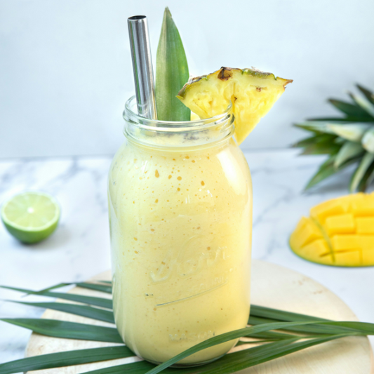 Piña colada inspired Earl Grey smoothie with pineapple and coconut